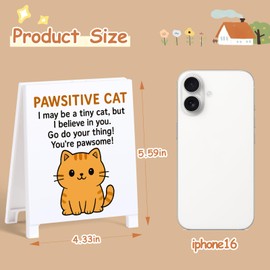 Inspirational Cat Office Decor Graduation Gift for Son Daughter Positive Cat Desk Sign You're Pawsome Motivational Saying Quote Birthday Gifts for Teens Wife Husband Encouraging Decor for Table Shelf