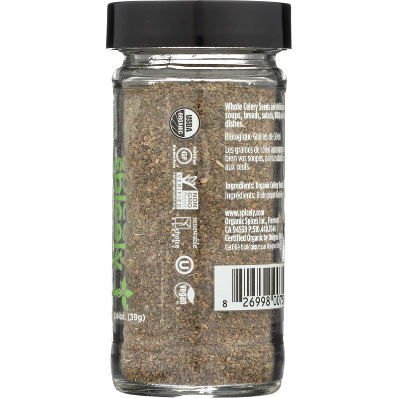 Spicely Organic Celery Seeds 1.4 Oz Certified Gluten Free
