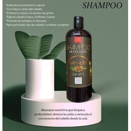 Shampoo Natural Orgánico Anticaida | Es libre de Siliconas, Sulfatos y Parabenos, Controla Caída y Caspa, Estimula Crecimiento.