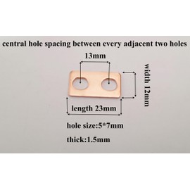 Fpraszin 16PCS Battery Copper Bus Bar Connetion Plate 13mm Hole Spacing 12mm Width 1.5mm Thick with Two Holes for 5.5/6.2/6.9Ah Lithium Battery Cell