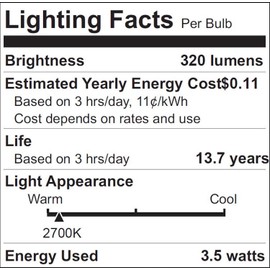 Promotion 2PK LED T10 3.5W, 25W/120V Incandescent Equivalent, Completely Traditional T10 Shape Glass Bulbs(3.5Wx2PCs)