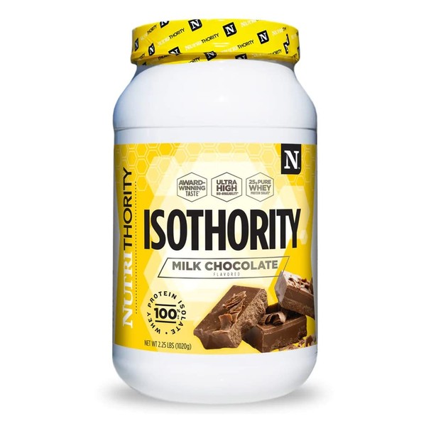 Isothority Whey Protein Isolate, Milk Chocolate, 2 lb - Ultra Absorbable Branched Chain Amino Acids (BCAA) Powder with 25g Protein Per Serving, Low Carb - Build Muscle & Accelerate Recovery