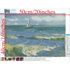 NIHO-JIUMA Diamond Painting Kits Van Gogh Seascape, 5D Diamond Art Kit Full Drill Canvas Painting Gift for Adults, Home Art Deco (40x50cm/16x20inches)