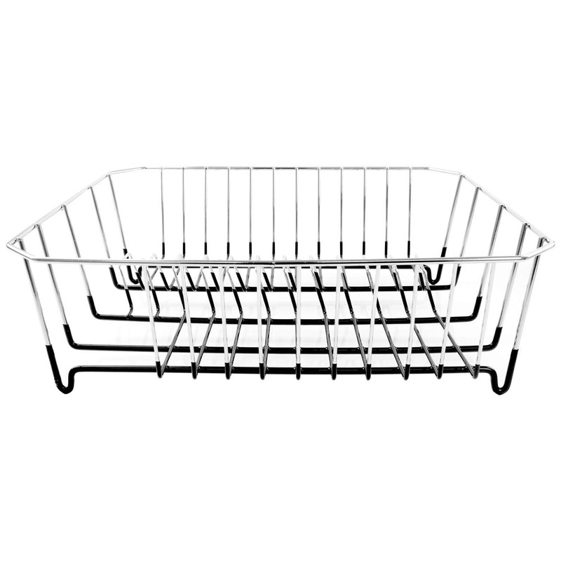 APOLLO Chrome Rectangular Dish Drainer with cutlery holder, 364x314x120 mm