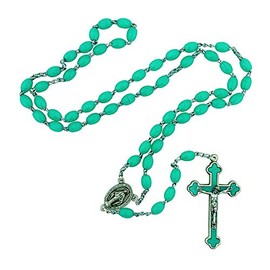 Catholic Rosary Beads with QuadLink Chain by Vatican Imports (Teal)