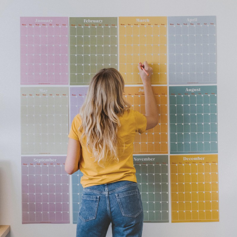 12x A3 Extra Large Pastel Wall Planner - Undated, 12