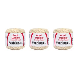 Aunt Lydia Fashion Bridal White Crochet - 3 Pack of 150y/137m - Cotton - Gauge 3 - Crochet