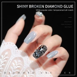 VERONNI Glitter Nail Gel Polish Clear Crushed Glass Reflective Shine Nail Polish Diamond Sparkle Soak Off UV LED Bright Glitter Gel Nail Polish Bungee Party Broken Clear Sparkling Gel Nail Art Manicure 10ml-Silver Glitter (#S-001)