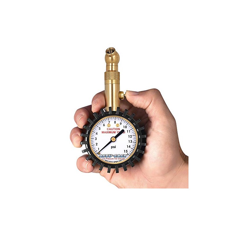 Accu-Gage Low Pressure Tire Gauge with Protective Rubber Guard, Angled