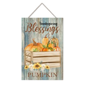 Wood Hanging Sign Pumpkin Harvest Welcome Fall Wood Sign Home Decor Thanksgiving Blessing Sunflower Hanging Wooden Plaque Holiday Wall Decor for Home Classroom Office Decor 8x12in