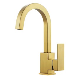 ALEASHA Brushed Gold Bar Sink Faucet, Bar Sink Faucet Single Hole, Stainless Steel Kitchen Bar Faucet with Single Handle for Kitchen Bathroom RV Sink