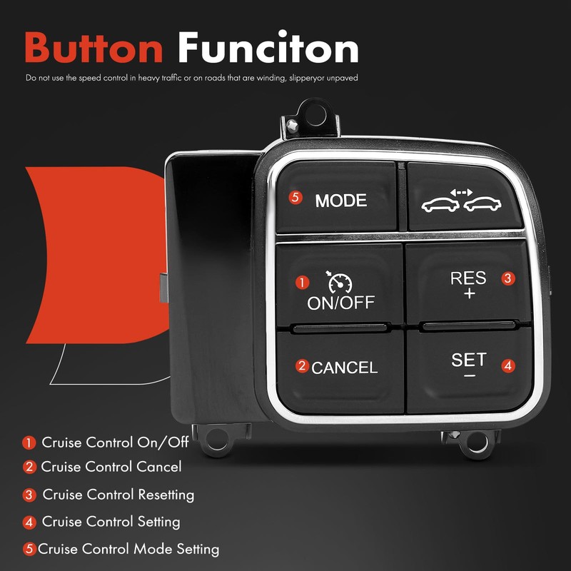 A-Premium Steering Wheel Mounted Cruise Control Switch Buttons Compatible with