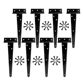 8PCS 8 Inch T-Strap Hinges, Outdoor Gate Door Hinges, Black Shed Door Hinges, Rustproof Heavy Duty Metal Hinges, Hinges for Gate Door Shed Windows Garden Barn Door Cabinet Door