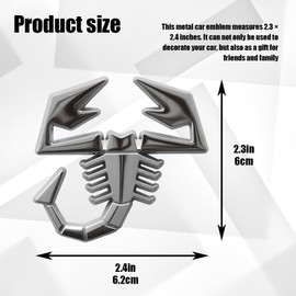 HQRNYP Car 3D Scorpion Metal Sticker, Custom Car Emblem, Auto Side/Rear/Front Decorations Metal Sticker Decals Logo, Waterproof Anti-Rust Auto Body Decorative Accessories for Truck, SUV, RV (Silver)