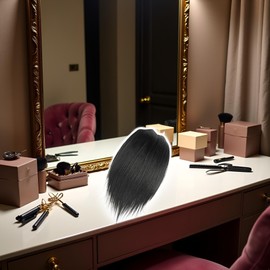 Black Invisible Human Hair Toppers For Women Seamless Clip In Hair Extension Hair Piece Short Fake Fringe Hair Lining of Hair Top Hairpieces Accessories