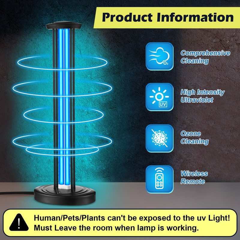 Qualirey UV Light with UV Safety Glasses, 100W Ozone Free