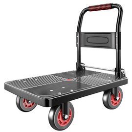 TIDY PALM Upgraded Foldable Push Cart Dolly | 880 lbs. Capacity Moving Platform Hand Truck | Heavy Duty Space Saving Collapsible | 5‘’ TPR 360-Degree Silent Wheels | 2 Swivel Wheels and 2 Rigid Wheels