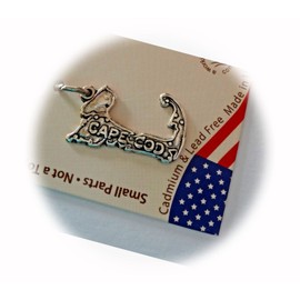 New Sterling Silver 18x9mm Map of Cape Cod Shape Massachusetts State Charm CII2075SEE