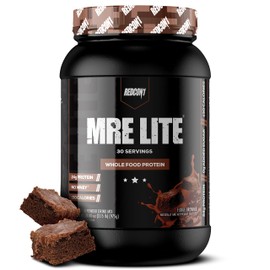 REDCON1 MRE Lite Whole Food Protein Powder, Fudge Brownie - Low Carb & Whey Free Meal Replacement with Animal Protein Blends - Easy to Digest Supplement Made with MCT Oils (30 Servings)