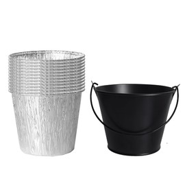 12 Pack Grease Bucket Liner and 1 Pack Black Bucket Griddle Accessories, Grease Catcher Cup Liner for Traeger Traeger Pro Series, Pit Boss, Pellets Smoke, Grill Accessories Drip Tray Liner
