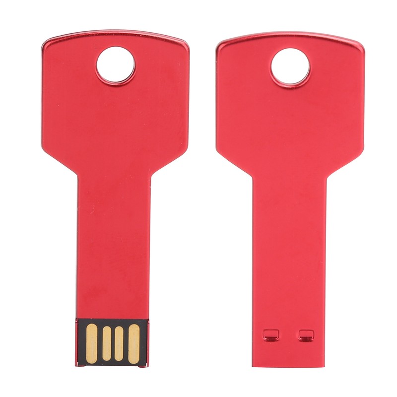 Red USB Flash Drive Aluminum Alloy Key Shape Memory U