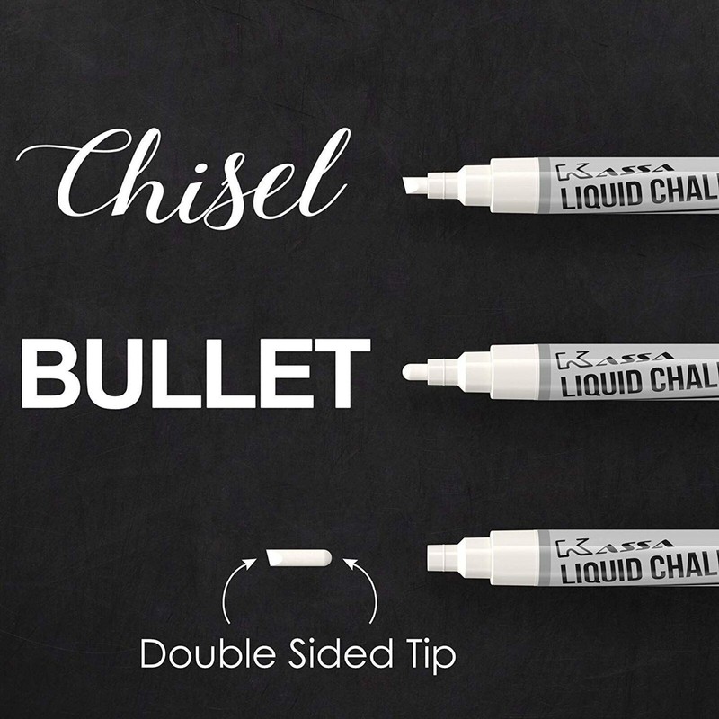 Kassa White Chalk Markers, 6 MM, 4 pack