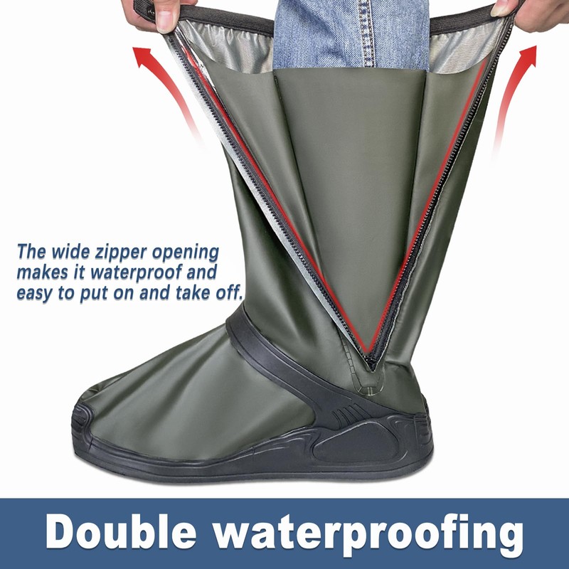 Waterproof Shoe Covers For Rain，Rain Boot Covers With Zipper,Galoshes Shoe