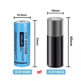 PKCELL 2Pcs Rechargeable Li-ion Batteries ICR 18500 1400mAh 3.7V Button Top for Lights