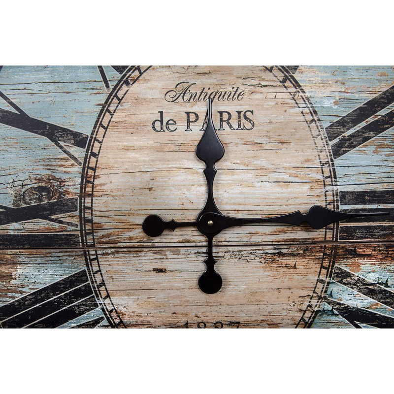 Creative Co-Op Distressed Wood Wall Clock, 29" Oval, Turquoise