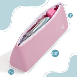 Mr. Pen- Silicone Pencil Case Pouch, Dusty Pink, Aesthetic Triangular Design, Multipurpose, Aesthetic Pencil Case Small, Silicone Makeup Bag