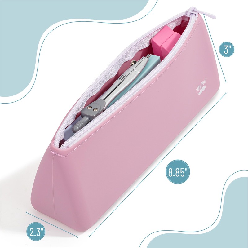 Mr. Pen- Silicone Pencil Case Pouch, Dusty Pink, Aesthetic Triangular