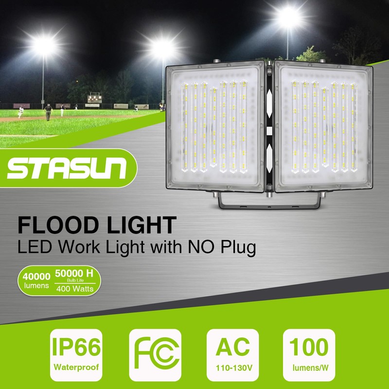 STASUN 2 Pack 400W LED Flood Lights, Mini Series Exterior