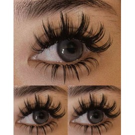 False Eyelashes Strip Lashes, D Curl Fluffy, 10mm and 14mm, Clear Band, 10 Pairs