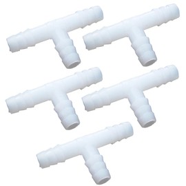 TopHomer Hose Barb T Pipe Connector, Equal Pipe Adapter, Plastic Corrugated Irrigation Connectors for Garden, Aquarium, FIsh Tank Air Pipe, Pack of 5, 6mm