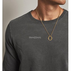 GAVU Circle Ring Tungsten Steel Pendant Gold Plated Necklace 55cm