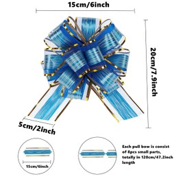 GUIFIER 20 Pack Large 6 inches Pull Bows Gift Wrap Bows and Ribbon, Pull Flower Ribbon Bows, Pull Bow Ribbon for Gift Wrapping,Wedding Gift Baskets, Christmas Decor, Party, Birthday (Blue)