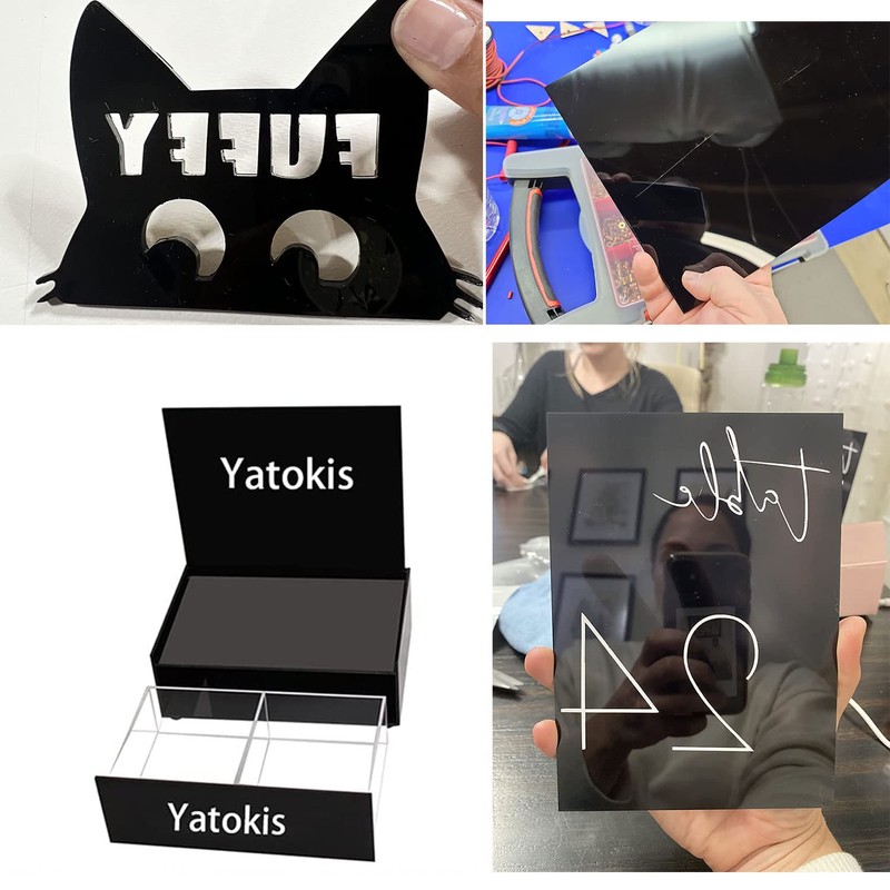 DARENYI 10pcs Acrylic Sheet 1mm Flexible Plastic Sheet Black Plastic