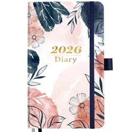 2026 Diary - Diary 2026 A6 from January to December 2026, 2026 Pocket Diary with Elastic Closure, Pen Loop, 2 Book Marks & Back Pocket