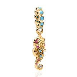 Rimgoris 925 Sterling Silver Gold Seahorse Dangle for Women Charm Bracelets & Pendant Necklace 5A Zircon