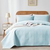 WURUIBO Full/Queen Quilt Set Sky Blue, Microfiber Lightweight Bedspreads, Ultrasonic