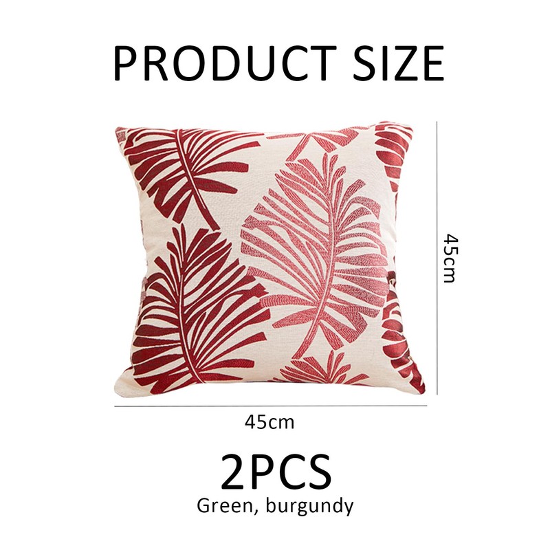 FFDHWU 2 Square Pillowcases, Leaf Print Pillowcases, Home Decorations, Pillow