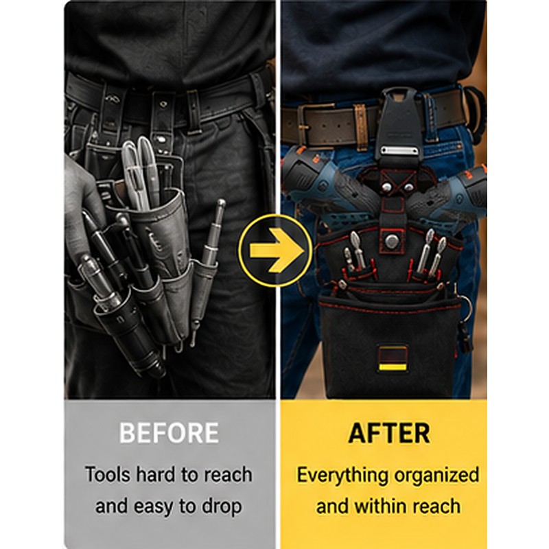 Rotatable Drill Tool Bag for Belt Organization – Quick-Hanging Oxford