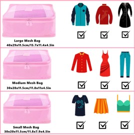 GUIFIER 6 Pack Packing Cubes for Suitcases, Travel Luggage Packing Organizers Bags, Carry On Luggage Organizer, Travel Bag Organizer Storage Bags, Travel Cubes Compression(Pink)