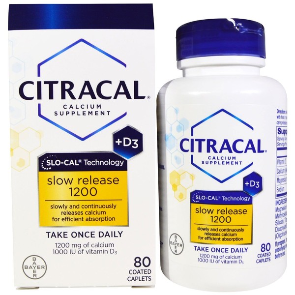 Citracal Calcium Slow Release 1200 + D3 Supplement Coated Caplets