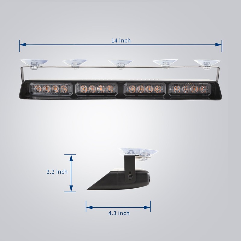PKINGLAKE 2 in 1 LED Emergency Dash Strobe Light Bar