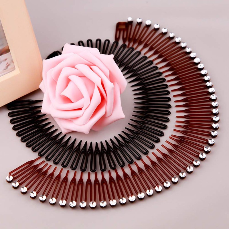 8Pcs Full Circle Spring Head Band Comb Plastic Flexible Hair