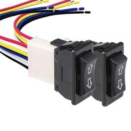 Gebildet 2 Pieces Universal 5-Pin Car Window Switch, Car Control Master Rocker Switch with Switch and Wiring Harness, Momentary Glass Lifter Switch, DC 12V