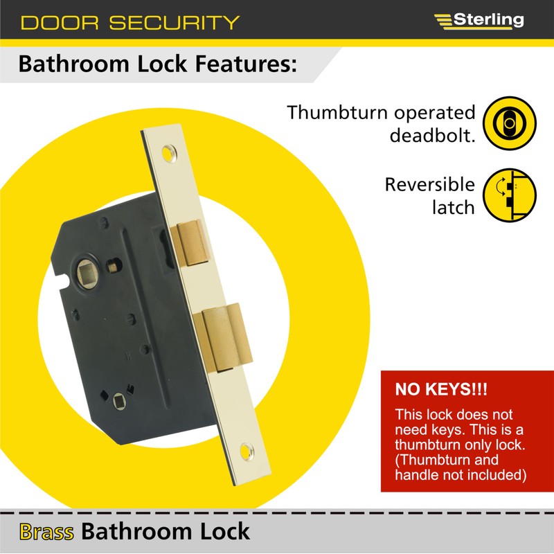Sterling MLB330 3-inch/76mm 3-Lever Bathroom Sashlock - black