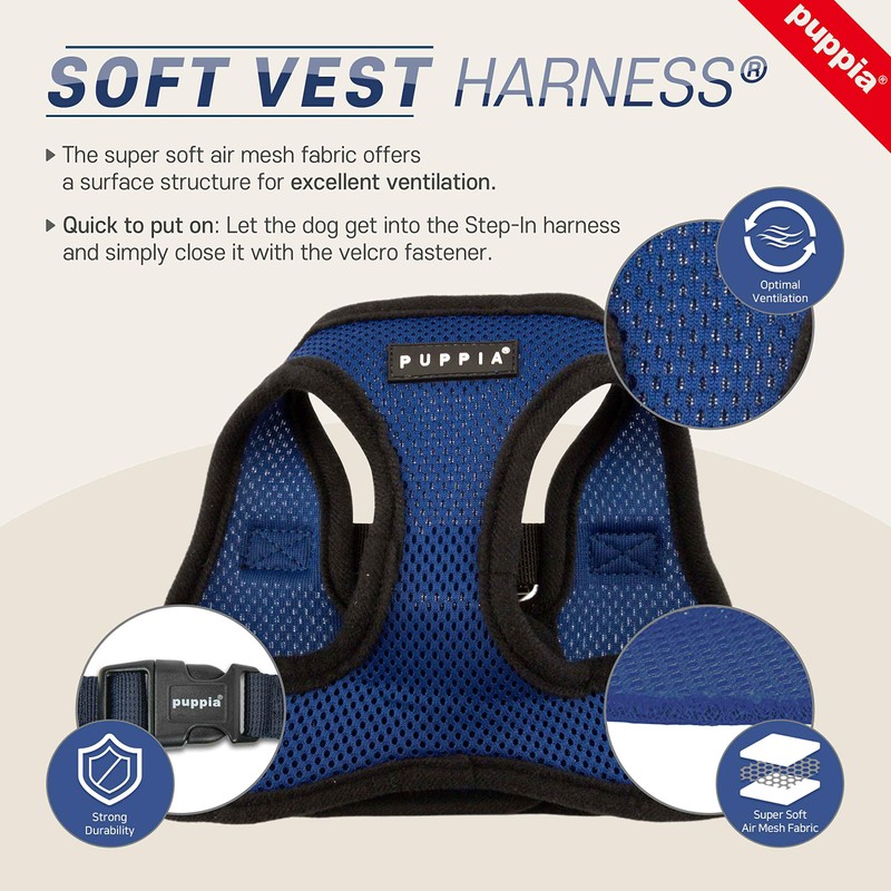 Puppia Soft Vest Harness, XL, Royal Blue
