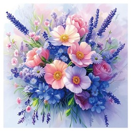 Kulvci Flower Diamond Painting Kits for Adults, Diamond Art Kits for Beginners, 5D DIY Full Drill Gem Craft for Home Decor Gift 12x12inch